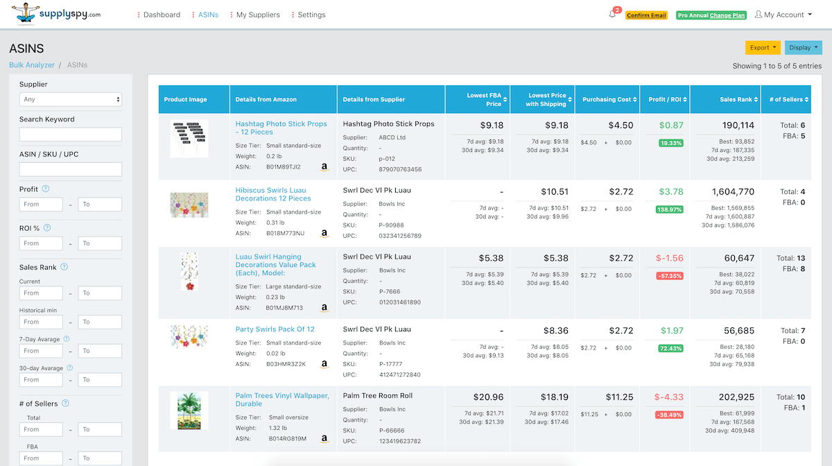 SupplySpy Asin List